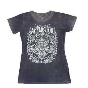 Affliction Charcoal with Bold Graphic Medium Procession T-Shirt
